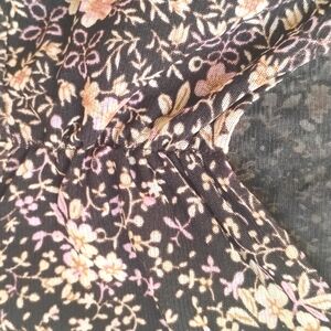 Flower print top, black, pink and beige